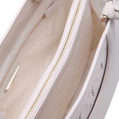 Tory Burch/湯麗柏琦奶白色車縫線logo女士手提單包&肩兩用包,52159796 15261 WOMEN BAG材質:牛皮