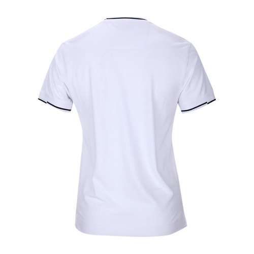 ERMENEGILDO ZEGNA/杰尼亞白色純棉條紋領(lǐng)邊男士T恤（短袖）,VI340 N00,XL