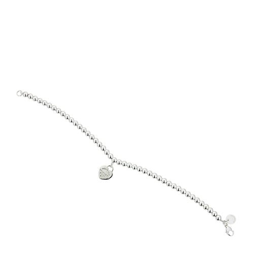 Tiffany & Co./蒂芙尼 女式純銀藍色心形小珠Bead琺瑯手鏈