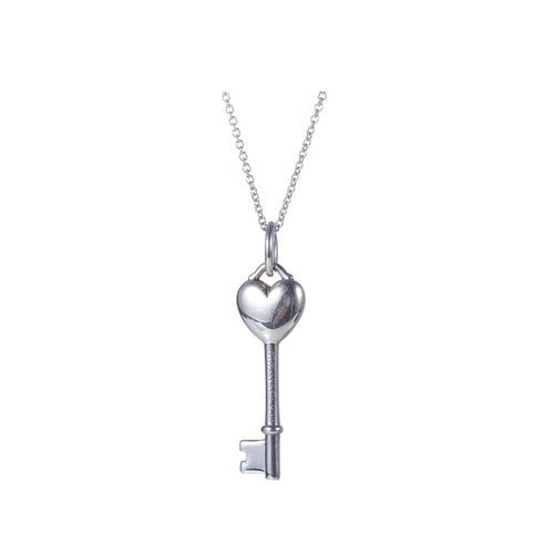 Tiffany & Co./蒂芙尼 Heart key藍(lán)色琺瑯桃心鑰匙項(xiàng)鏈 鑰匙吊墜18英寸鏈