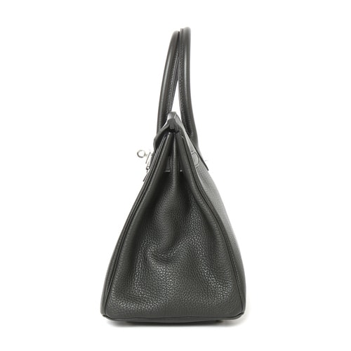HERMES(愛馬仕) 黑色皮質(zhì)銀扣手提包Birkin30