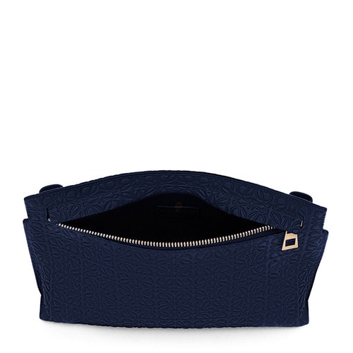 【包郵包稅】LOEWE/羅意威 女士藍(lán)色真皮單肩包 161108 107.55.N77 engraved calf navy-036