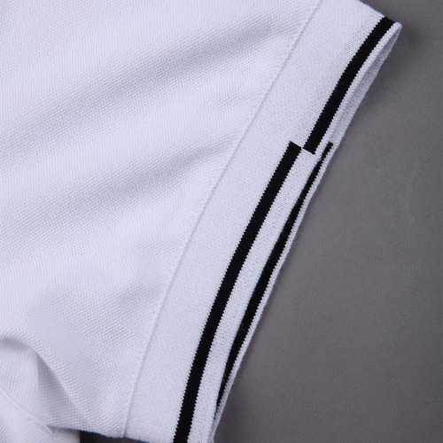 ERMENEGILDO ZEGNA/杰尼亞白色純棉條紋領(lǐng)邊男士T恤（短袖）,VI340 N00,XL