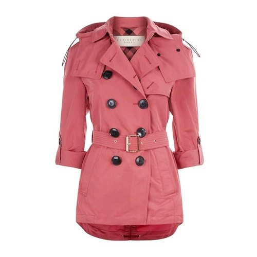 BURBERRY/博柏利 2016年秋冬款雙排紐扣開襟 可拆式連帽長袖 防雨Trench風衣 女士外套 #4023174