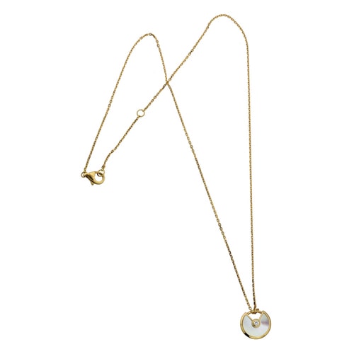 CARTIER/卡地亞 AMULETTE DE CARTIER系列18K黃金鑲嵌鉆石珍珠母貝 掛鎖設(shè)計超小號項鏈掛墜 B3047100