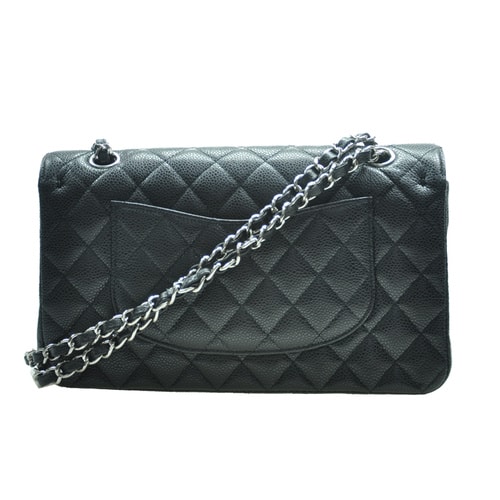 CHANEL/香奈兒 女士經典款CF中號、黑色牛皮、斜挎單肩包