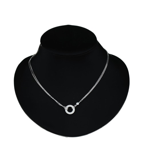 CARTIER/卡地亞 18K白金鑲鉆LOVE單環雙鏈項鏈掛墜 B7219400