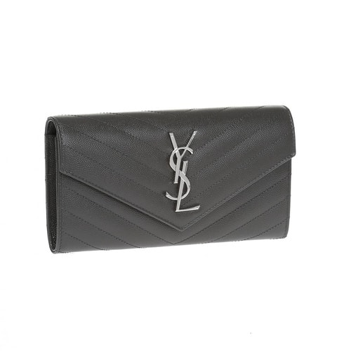 Yves saint Laurent/圣羅蘭 女士灰色牛皮長款錢包 372264 BOW02 1257
