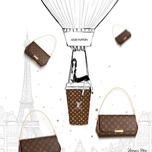Louis Vuitton/路易威登 大號 FAVORITE Monogram 女士鏈條包（配皮肩帶）M40718 帆布/配皮