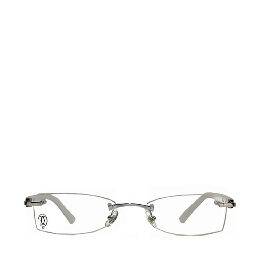 CARTIER/卡地亞無框鍍鉑金光學鏡架大理石白色鏡腿女款眼鏡