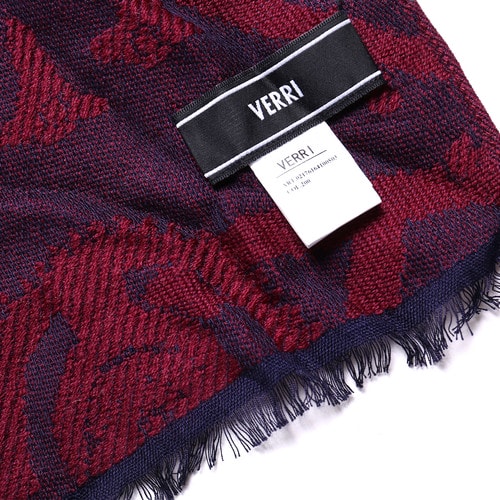 VERRI/VERRI 男士黑紅雙色個性織花圍巾