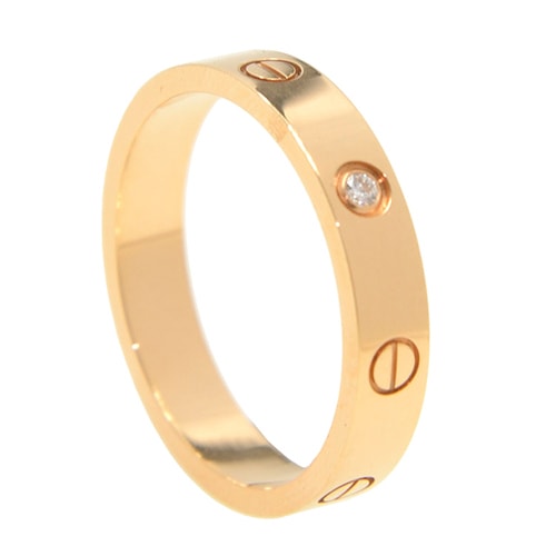 CARTIER/卡地亞love18K玫瑰金，鉆石女性戒指\指環