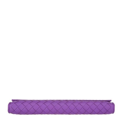 Bottega Veneta/葆蝶家 女士羊皮紫色編織翻蓋錢包 387618 V001N 5220