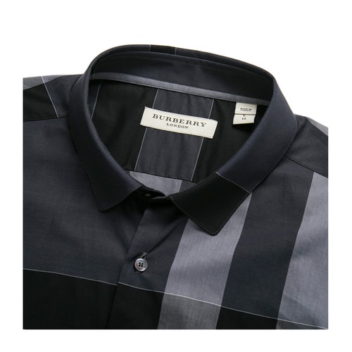 BURBERRY/博柏利 男士倫敦系列新品格紋小尖領棉質親膚格紋襯衫