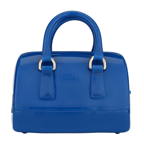 FURLA/芙拉 女士CANDY系列寶藍色PVC手提斜挎包
