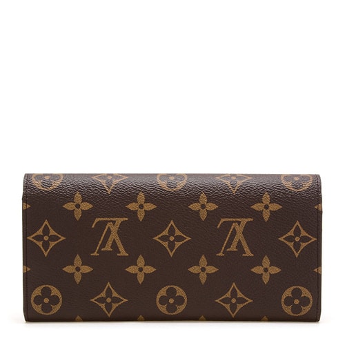 Louis Vuitton/路易威登 老花按扣長款女士錢包Emilie帆布 新款招財黃色