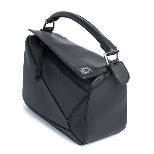 LOEWE/羅意威 黑色牛皮拼圖手提單肩包 32230K79 1100