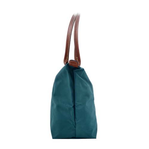 Longchamp/瓏驤女士肩背墨綠色帆布/配皮中號