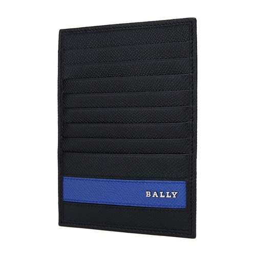 BALLY/巴利 男士黑色藍色橫條牛皮卡包LINDON.L/340