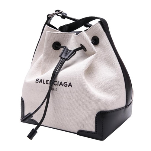 Balenciaga/巴黎世家 女士米白色帆布配皮單肩斜挎水桶包Backpacks 409000 AQ37N 1080