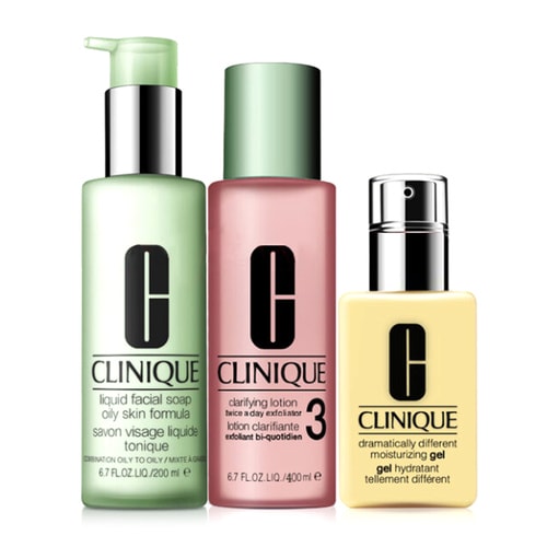 Clinique/倩碧三部曲3號（清爽液體潔面皂200ml+明肌凈透水3號200ML+潤膚乳（清爽型）125ml））