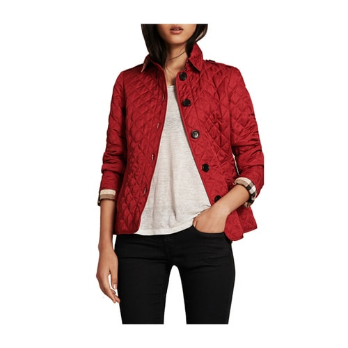 BURBERRY/博柏利 2016年秋冬款聚酯纖維翻領(lǐng)長袖 菱形絎縫棉服 女士外套#3992182