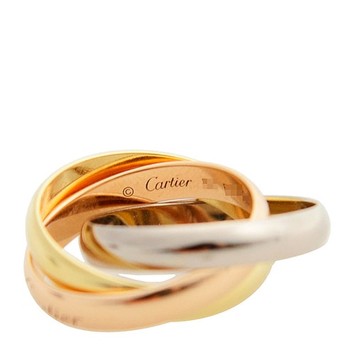 “瑕疵折扣” CARTIER/卡地亞 TRINITY系列三色K金戒指B4052700 52#
