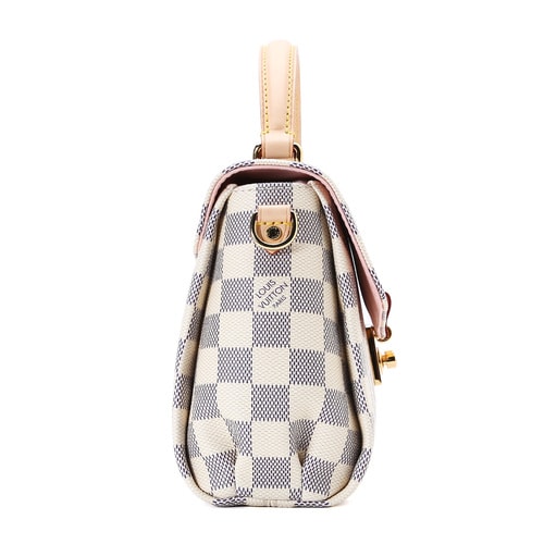 Louis Vuitton/路易威登 2016新款白棋格內拼櫻花粉色女士郵差包 帆布/配皮 N41581
