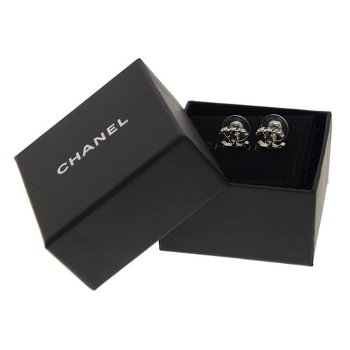 CHANEL/香奈兒 女士銀色雙C時尚耳釘 A97203