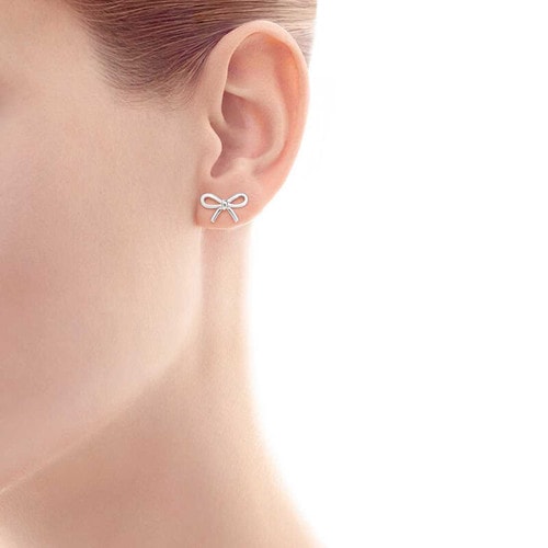 Tiffany & Co 蒂芙尼 迷你蝴蝶結穿針耳釘 161031