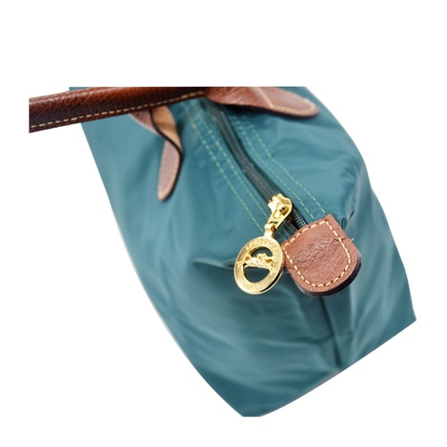 Longchamp/瓏驤女士肩背墨綠色帆布/配皮中號