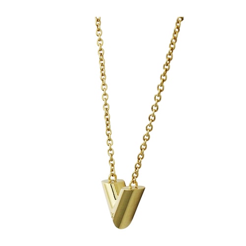 Louis Vuitton/路易威登 ESSENTIA系列女士金色經(jīng)典V字LOGO項(xiàng)鏈M61083