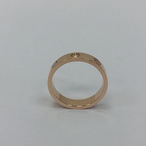 CARTIER(卡地亞) LOVE系列18k玫瑰金單鉆戒指53#