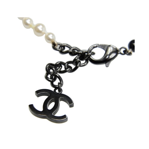 CHANEL/香奈兒 金屬吊墜珍珠拼色手鏈黑色 A85360