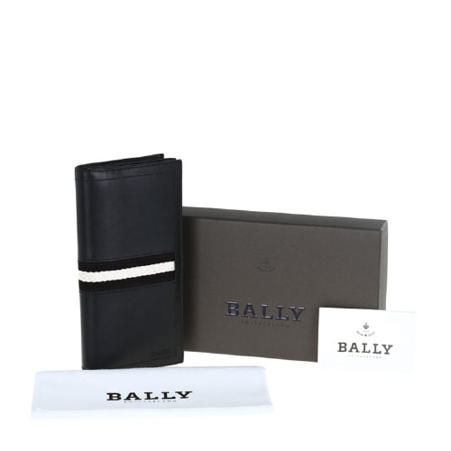 BALLY/巴利 男士TALIRO小牛皮經典織帶長款對折錢夾錢包6166474黑色