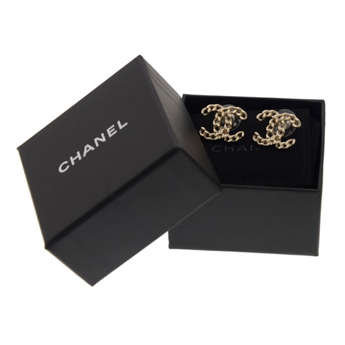 CHANEL/香奈兒 女士金色鏈條雙C耳釘 A96211