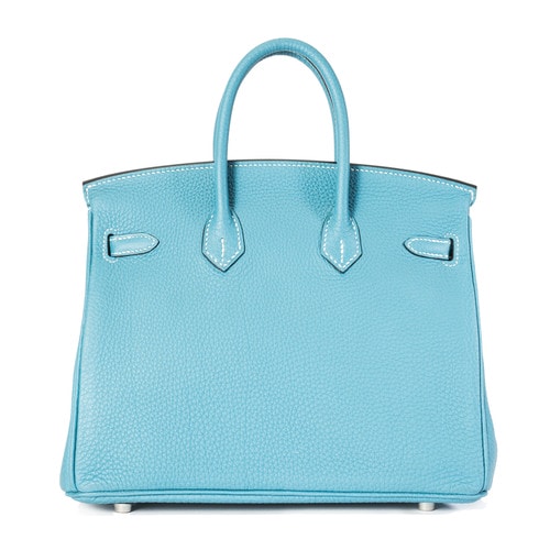 HERMES/愛馬仕女士 全新牛皮材質牛仔藍手提包