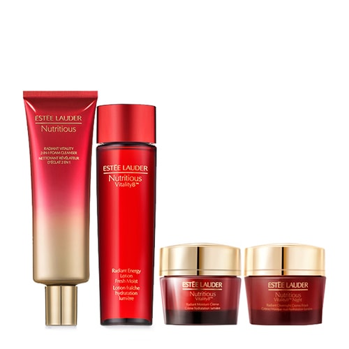 Estee Lauder/雅詩蘭黛鮮活亮采四件套（泡沫潔面乳125ml+果萃水（滋潤型）200ml+面霜50ml+晚霜50ml）