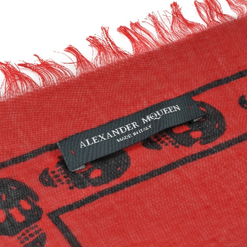 Alexander McQueen/亞歷山大麥昆 經典骷髏圖案圍巾 紅色