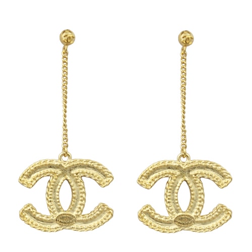 CHANEL/香奈兒 雙C大號金色麥穗耳釘耳飾