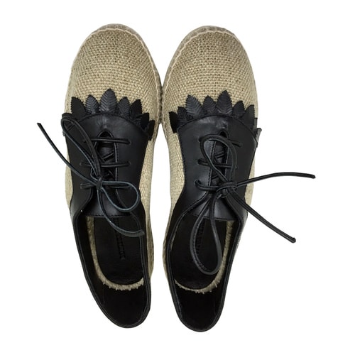Bottega Veneta/葆蝶家 皮配麻 編織款 女士平跟鞋