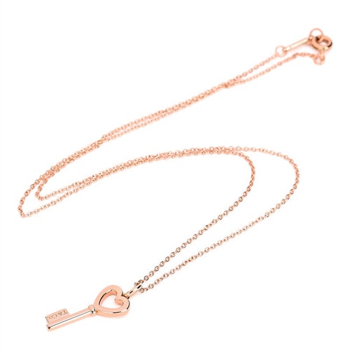 Tiffany & Co 蒂芙尼 時尚女士光輝燈塔鑰匙典雅吊墜18K玫瑰金項鏈 161031