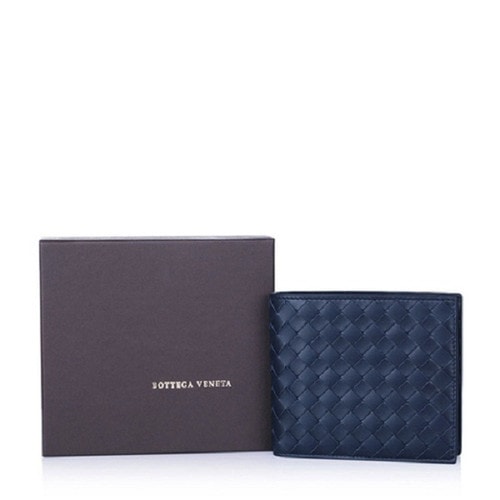 Bottega Veneta/葆蝶家 藏藍色編織牛皮男士錢包 113993 V4651 1000