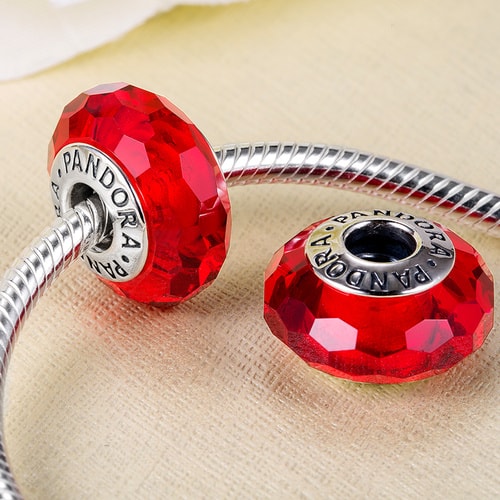 PANDORA/潘多拉 紅色切面琉璃珠791066