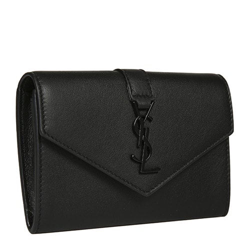 Yves saint Laurent/圣羅蘭 16秋冬牛皮YSL LOGO背面側袋女士錢包 423483BJ54U