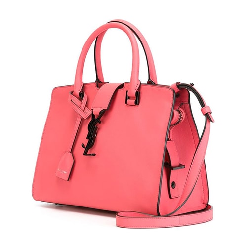 Yves saint Laurent/圣羅蘭 女士玫瑰粉色小牛皮'Monogram Cabas'baby手提包#394461 BJ54V 6668