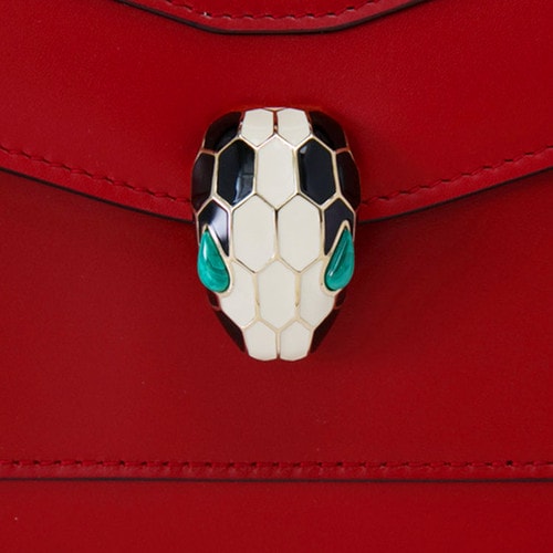 【包郵包稅】BVLGARI/寶格麗 serpenti forever寶石紅小牛皮手提單肩兩用包 280165RED-005 20161209