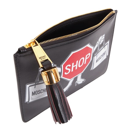 【16春夏清倉(cāng)折扣】MOSCHINO/莫斯奇諾 logo涂鴉 手拿包 EB