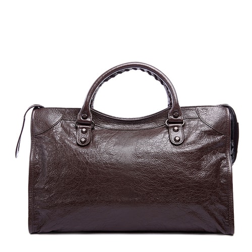 Balenciaga/巴黎世家 女士褐色羊皮CITY系列鉚釘裝飾手提包單肩包 115748 D94JT 2065