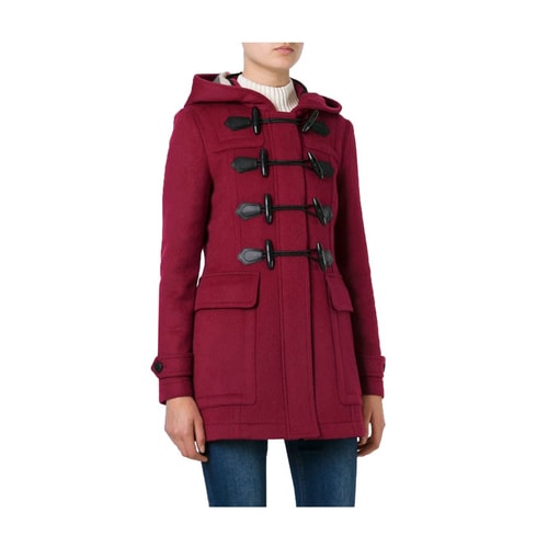 BURBERRY/博柏利 秋冬款牛角扣羊毛連帽大衣 女士外套#3983353